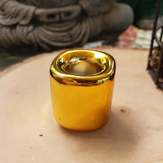 Handmade Ceramic Candle Holder - Gold/Silver